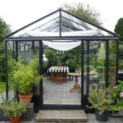 Serre de jardin SUPRA 25,80m² en aluminium laqué et verre trempé 4mm + embase incluse - Lams