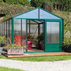 Serre de jardin SUPRA 28,60m² en aluminium laqué et verre trempé 4mm + embase incluse - Lams