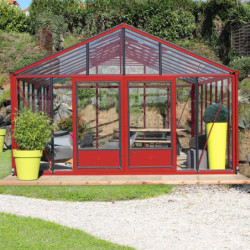 Serre de jardin SUPRA 24,40m² en aluminium laqué et verre trempé 4mm + embase incluse - Lams