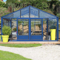 Serre de jardin SUPRA 31,20m² en aluminium laqué et verre trempé 4mm + embase incluse - Lams