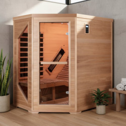 Sauna d'angle infrarouge LOUNGE 1 place panneaux carbone et céramique 2570W - Snö