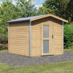 Sauna d’extérieur Bosse 1 avec vestibule et porte opaque - 5 à 6 places 38mm - KARIBU