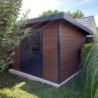 Abri de jardin en bois composite 28mm aspect bois vieilli 9m² PREMIUM toit plat - Woodlife Garden