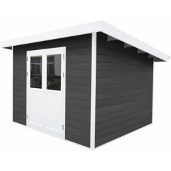 Abri de jardin en bois composite 28mm anthracite 9m² PREMIUM toit plat - Woodlife Garden