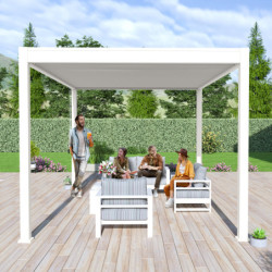 Pergola bioclimatique autoportante en alu blanc 3x4m Ombrea