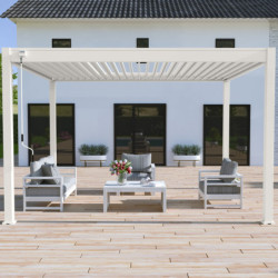 Pergola bioclimatique autoportante en alu blanc 3x4m Ombrea