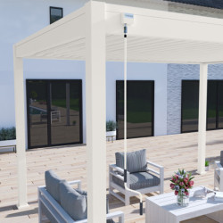 Pergola bioclimatique autoportante en alu blanc 3x4m Ombrea