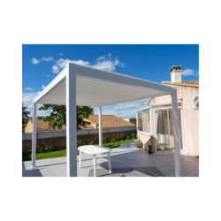 Pergola bioclimatique autoportante en alu blanc 3x4m Ombrea