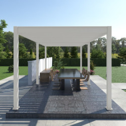 Pergola bioclimatique autoportante en alu blanc 3x6m Ombrea