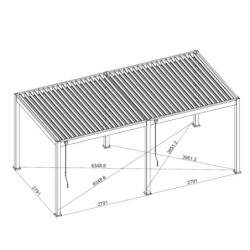 Pergola bioclimatique autoportante en alu blanc 3x6m Ombrea