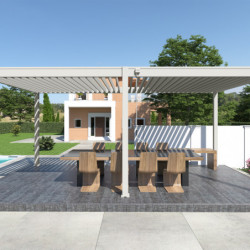 Pergola bioclimatique autoportante en alu blanc 3x6m Ombrea