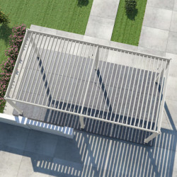 Pergola bioclimatique autoportante en alu blanc 3x6m Ombrea