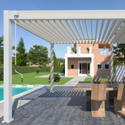 Pergola bioclimatique autoportante en alu blanc 3x6m Ombrea