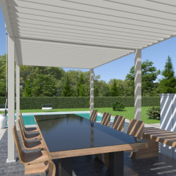 Pergola bioclimatique autoportante en alu blanc 3x6m Ombrea