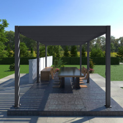 Pergola bioclimatique autoportante en alu anthracite 3x6m Ombrea