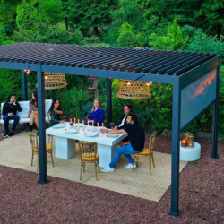 Pergola bioclimatique autoportante en alu anthracite 3x6m Ombrea