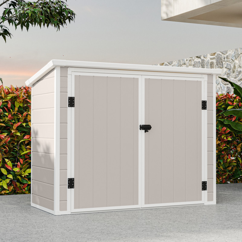Coffre de jardin en résine - cache poubelles beige 1,79m² JOBU