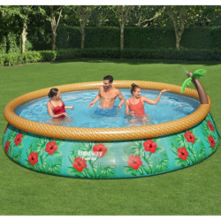 Piscine ronde autoportée Fast Set™ 457x84cm motif fleurs et rotin - Bestway