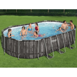 Piscine hors sol tubulaire ovale Power Steel 610x366cm - Bestway