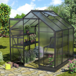 Serre de jardin en alu noir et polycarbonate 4mm - Apollo 3800 - Vitavia
