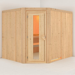 Sauna traditionnel d'angle MALIN 5 à 6 places 68mm KARIBU
