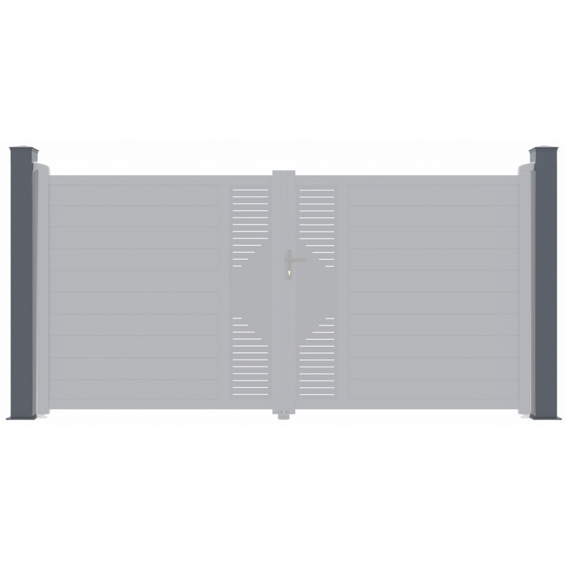 Poteau en aluminium anthracite pour portails X-Métal - H.190cm