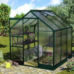 Serre de jardin en alu vert et polycarbonate 4mm - Apollo 3800 Vitavia