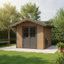 Abri de jardin en bois composite 28mm aspect bois 7,78m² PREMIUM - Woodlife Garden