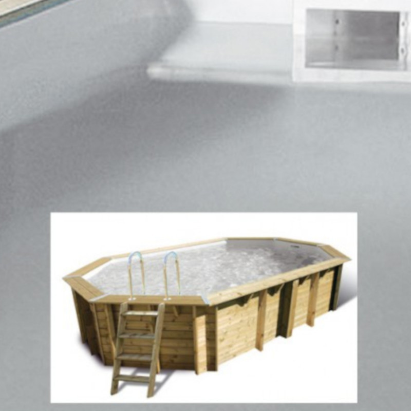Liner 75/100 gris seul pour piscine bois octogonale allongée 400x670xH130cm UBBINK