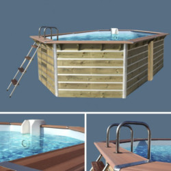 Piscine hexagonale démontable en bois Ø340xH111cm CEBU - Waterclip