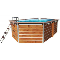 Piscine hexagonale démontable en bois Ø340xH111cm CEBU - Waterclip