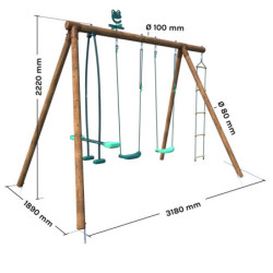 Portique en bois pour enfants GABIN 318x189x222cm – SOULET