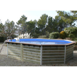 Piscine octogonale allongée démontable en bois 590x420x129cm FUGUA - Water'Clip