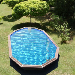 Piscine octogonale allongée démontable en bois 890x420x129cm CALAYAN - Water'Clip