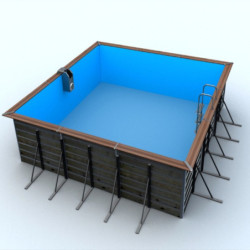 Piscine carrée démontable en bois 520x520x147cm SOLTA - Water'Clip