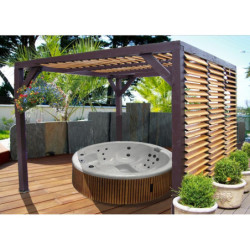 Pergola en bois avec vantelles amovibles sur toiture + 1 côté 340x360x217cm Veneto