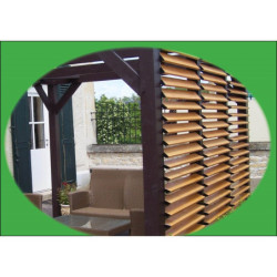 Pergola en bois avec vantelles amovibles sur toiture + 1 côté 340x360x217cm Veneto