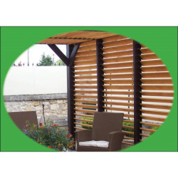Pergola en bois avec vantelles amovibles sur toiture + 1 côté 340x360x217cm Veneto