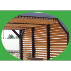Pergola en bois avec vantelles amovibles sur toiture + 1 côté 340x360x217cm Veneto