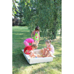 Bac à sable en bois pré-percé pour enfants 118x118x22cm – SOULET