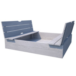 Bac à sable en bois percé pour enfants avec bancs 118x118x22cm SOULET