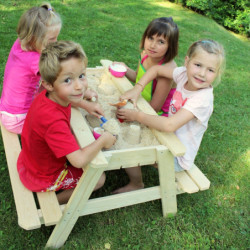 Table de pique-nique en bois avec bac à sable 90x91x50cm – SOULET