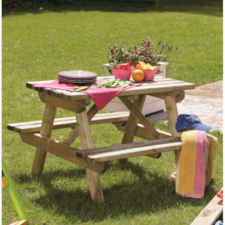 Table de pique-nique en bois traité autoclave 90x89x56cm – SOULET