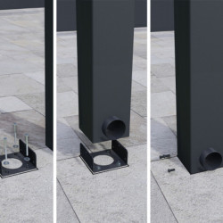 Pergola adossée Stockholm 350x950cm aluminium gris et polycarbonate avec stores de toit rétractables – PALRAM