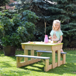 Table de pique-nique en bois avec bac à sable 80x100x53cm – Wendi Toys