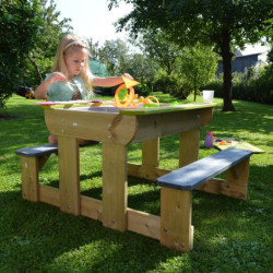 Table de pique-nique en bois avec bac à sable 80x100x53cm – Wendi Toys