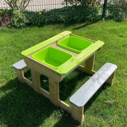 Table de pique-nique en bois avec bac à sable 80x100x53cm – Wendi Toys