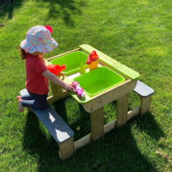 Table de pique-nique en bois avec bac à sable 80x100x53cm – Wendi Toys