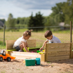 Bac à sable en bois avec bancs 120x120x25cm – Wendi Toys