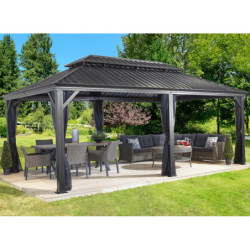 Tonnelle de jardin Messina 363x598cm en aluminium thermolaqué anthracite – SOJAG